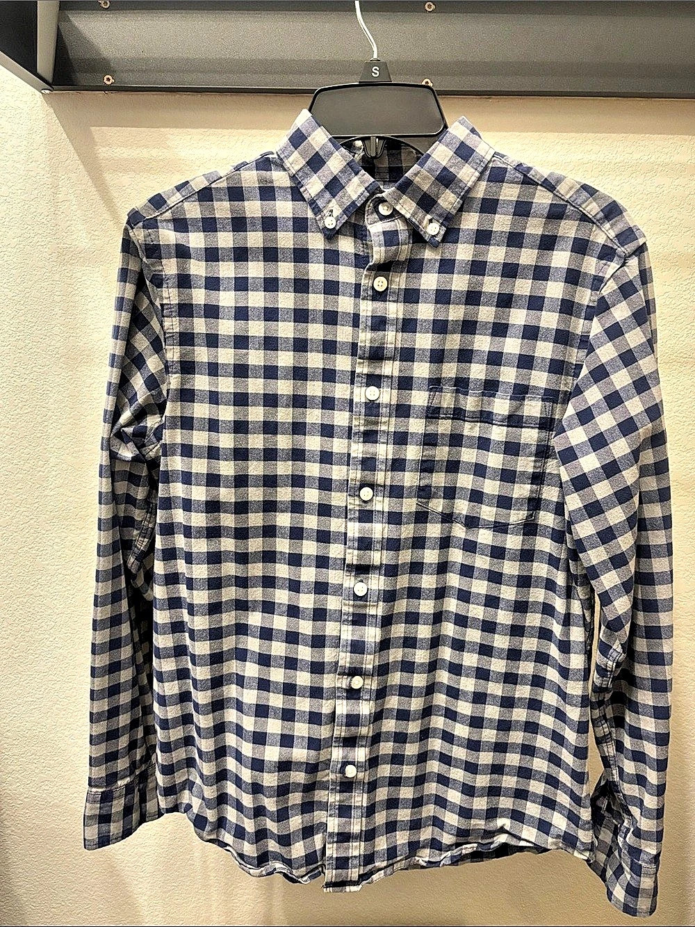 Old Navy Everyday Shirt Regular Fit Built-In Flex Plaid Poplin Shirt Gingham